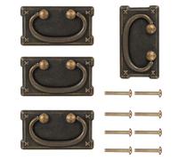 ZHUDALA 4 Pack Antique Brass Drawer Handles Cup Pulls 95mm Cabinet Knobs