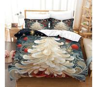 Zhudong Christmas Tree3D Printed Quilt Cover Zipper Closure 3Pcs Bedding Cover Microfiber for Boys Adult King（220x240cm）