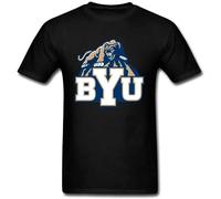 ZHUGU DAU Men's Brigham Young University BYU Logo T Shirt Black