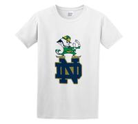 ZHUGU Men's Casual Shirt University of Notre Dame Nd Logo Cotton Twin Needle Sleeves and Hem White_O Neck Tee