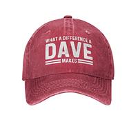 ZHUGU What A Difference A Dave Makes Baseball Caps Hat for Men Dad Hat with Design Hats Red