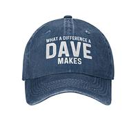ZHUGU What A Difference A Dave Makes Hat for Men Baseball Caps Dad Hats Navy Blue
