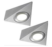zhuguim 2x LED Under Cabinet Spot Lights Kit 12V 230V 1.5W 3W Stainless Steel Warm White Kitchen Worktop Countertop Cupboard(White 6000K,230V AC)