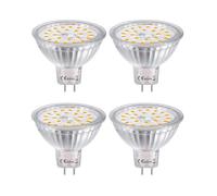 zhuguim 4-Piece MR16 G5.3 SMD LED Bulb Light 5W Bi-pin Base Lamp Spotlight AC/DC12V 110V 220V Warm White =35W(White 6000K)
