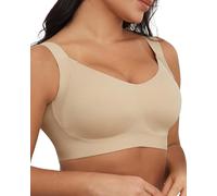 ZHUHOUSE Women's Bras Everyday Wireless Seamless Push Up Brassiere Soft Comfortable V Neck for Ladies Bras, Nude, M