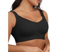 ZHUHOUSE Women's Bras Everyday Wireless Seamless Push Up Brassiere Soft Comfortable V Neck for Ladies Bras, Black, M
