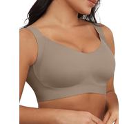 ZHUHOUSE Women's Bras Everyday Wireless Seamless Push Up Brassiere Soft Comfortable V Neck for Ladies Brass, Coffee, 3XL