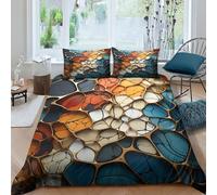 ZHUICHENG 3D Effects Bedding Comforter Cover Set 3 Piece Soft Brushed Microfiber Printed Duvet Set Reversible Irregular Patterns Quilt Cover with Pillowcase Easy Care Duvet Cover King（220x240cm）