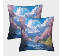 ZHUICHENG 3D Printed Cherry Blossom Throw Pillow Covers Pillow Case Cushion Decorative Super Soft Pack of 2 Home Decor for Sofa Bedroom 45x45cm