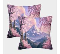 ZHUICHENG 3D Printed Cherry Blossom Throw Pillow Covers Square Throw Pillow Decorative Super Soft Pack of 2 Home Decor for Sofa Bedroom 40x40cm