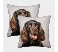 ZHUICHENG 3D Printed Cocker Spaniel Throw Pillow Covers Hound Square Cushion Cover Decorative Super Soft Pack of 2 for Home Couch Sofa Decorative, Gifts 40x40cm