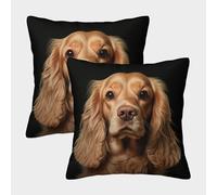 ZHUICHENG 3D Printed Cocker Spaniel Throw Pillow Covers Hound Throw Pillow Case Decorative Super Soft Pack of 2 Home Decor for Sofa Bedroom 40x40cm