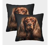 ZHUICHENG 3D Printed Cocker Spaniel Throw Pillow Covers Hunting Dog Square Cushion Cover Garden Cushion Super Soft Pack of 2 for Patio,Couch, Tent, Balcony And Sofa 45x45cm
