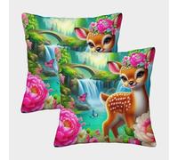 ZHUICHENG 3D Printed Deer Throw Pillow Covers Square Throw Pillow Decorative Super Soft Pack of 2 for Patio,Couch, Tent, Balcony And Sofa 50x50cm