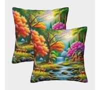 ZHUICHENG 3D Printed Deer Throw Pillow Covers Throw Pillow Case Decorative Super Soft Pack of 2 for Sofa Couch Bed 45x45cm