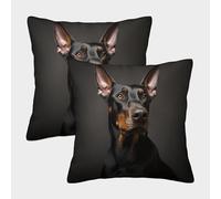 ZHUICHENG 3D Printed Doberman Throw Pillow Covers Black Doberman Square Cushion Cover Decorative Super Soft Pack of 2 for Home Couch Sofa Decorative, Gifts 40x40cm