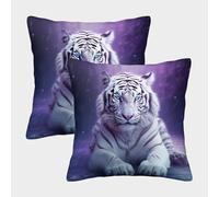 ZHUICHENG 3D Printed White Tiger Throw Pillow Covers Animal Tiger Pillow Case Cushion Decorative Super Soft Pack of 2 for Patio,Couch, Tent, Balcony And Sofa 45x45cm