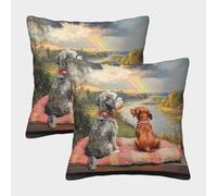 ZHUICHENG 3D Printed Yorkshire Terrier Throw Pillow Covers Square Cushion Cover Decorative Super Soft Pack of 2 for Sofa Couch Bed 50x50cm