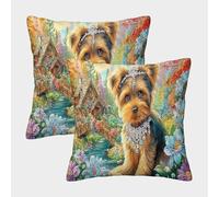 ZHUICHENG 3D Printed Yorkshire Terrier Throw Pillow Covers Square Cushion Cover Decorative Super Soft Pack of 2 for Sofa Couch Bed 40x40cm