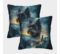 ZHUICHENG 3D Printed Yorkshire Terrier Throw Pillow Covers Square Cushion Cover Decorative Super Soft Pack of 2 for Sofa Couch Bed 40x40cm