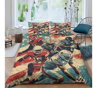 ZHUICHENG American Football Team Reversible 3 Piece Duvet Cover,3D Bedding Sets,Geometrical Bed Quilt Covers With Pillow Cases for Kids Adult Teens Theme Comforter Cover Easy Care Double（200x200cm）