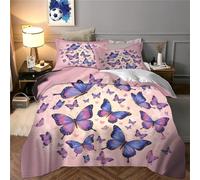 ZHUICHENG Butterfly 3D Print Duvet Set Teen Bedroom Decor | Single（140x200cm）ultra soft microfiber touch zipper closure easy wash student gift aesthetic girls