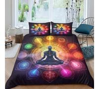 ZHUICHENG Chakra 3 Piece Ultra Soft Duvet Cover-Bedding Set,3D Painting Microfiber Polyester Spirit of Zen Quilt Cover Luxury Quality Reversiblet Comforter Cover with Pillowcase King（220x240cm）