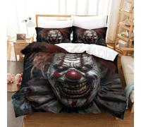 ZHUICHENG Clown Bedding Comforter Cover Set 3 Piece Soft Brushed Microfiber Printed Duvet Set Reversible Thriller Horror Quilt Cover with Pillowcase Easy Care Duvet Cover Single（140x200cm）