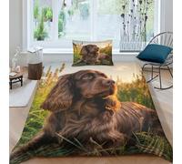 ZHUICHENG Cocker Spaniel Bedding Duvet Cover Set 2 Pieces Soft Brushed Microfibre 3D Printed Duvet Set Reversible Hound Quilt Cover with Pillowcase Easy Care Duvet Cover Single（135x200cm）