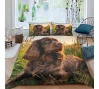 ZHUICHENG Cocker Spaniel Microfiber Duvet Cover 3 Pieces Reversible Hound Quilt Cover Easy Care Comforter Cover with Easy Care Pillowcases for Kids Adult Teens All Seasons Bedding King（220x240cm）