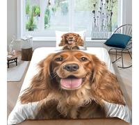 ZHUICHENG Cocker Spaniel Reversible 2 Piece Duvet Cover,3D Bedding Sets,Geometrical Bed Hound Quilt Covers With Pillow Cases for Kids Adult Teens Theme Comforter Cover Easy Care Single（135x200cm）