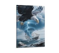 ZHUICHENG Eagle Poster/Wall Art/Canvas Painting-Bald Eagle Oil Mural&Hanging Décor.Bathroom,Office & Living Room Canvas,Fade-Resistant&Pet-Friendly Design 16x24inch(40x60cm)