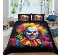 ZHUICHENG Smiling Clown Bedding Comforter Cover Set 3 Piece Soft Brushed Microfiber Printed Duvet Set Reversible Circus Style Quilt Cover with Pillowcase Easy Care Duvet Cover Double（200x200cm）