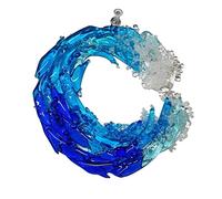 Zhuidream Blue Ocean Waves Wall Hanging, Glass Wave Suncatcher, Handmade Crafts Ornament (Big)
