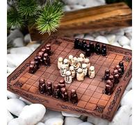 ZhuiFengA Viking Chess Board Game, A Leather Game Board+37 Pieces, Authentic Traditional Two-Player Strategy Board Game, Travel Games with Chessboard