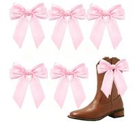 ZhuiFengAA 6 Pcs Pink Bow Cowboy Boot Accessories, Removable Shoe Decor Clips, for Cowboy Boots DIY Accessories, for Wedding Party Gifts