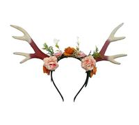 ZHUIGUANGZE Deer Antlers Headband with Reindeer Horns Woodland Rose Deer Ears Headpiece for Women Halloween Christmas Cosplay Party (Brown, Medium)