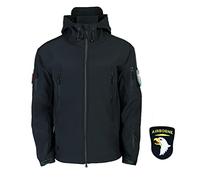 ZhuiKun Men's Waterproof Military Tactical Hooded Jacket Softshell Fleece Lining Outdoor Climbing Windproof Coat with Multi Zipper Pockets - Black,XXL