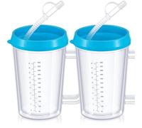 ZHUIYIWIN 2 Pack Disabled Adults Drinking Cup/Beaker/Mug/Sippy Cup, Adult Drinking for Disabled Adults Cup Water Bottle for The Elderly, Vulnerable and Disabled, Blue