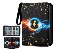 ZHUIYIWIN 4-Pocket Trading Card Binder,400 Pockets Card Binder Folder, PU Leather Card Folder Trading for MTG Sports Baseball TCG Football Basketball Cards (Electric ball, 4-Pocket)