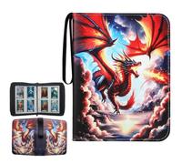 ZHUIYIWIN 4-Pocket Trading Card Binder,400 Pockets Card Binder Folder, PU Leather Card Folder Trading for MTG Sports Baseball TCG Football Basketball Cards (Tyrannosaurus rex, 4-Pocket)