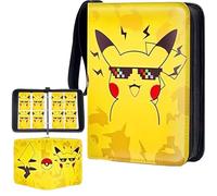 ZHUIYIWIN 4 Pocket Trading Card Binder,400 Pockets Card Binder Folder, PU Leather Card Folder Trading for MTG Sports Baseball TCG Football Basketball Cards (Electric Mouse, 400 Pockets)