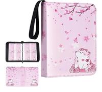 ZHUIYIWIN 4 Pocket Trading Card Binder,400 Pockets Card Binder Folder, PU Leather Card Folder Trading for MTG Sports Baseball TCG Football Basketball Cards (Pink, 4-Pocket)