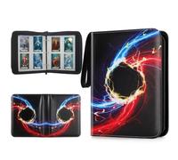 ZHUIYIWIN 4-Pocket Trading Card Zip Binder,400 Pockets Card Binder Folder, PU Leather Card Folder Trading for Collectible Games, Sports, TCG (Electron, 4-Pocket)