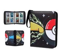 ZHUIYIWIN 4-Pocket Trading Card Zip Binder, 400 Pockets Card Binder Folder, PU Leather Card Folder Trading for Collectible Games, Sports, TCG (Clinch, 4-Pocket)