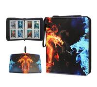 ZHUIYIWIN 4-Pocket Trading Card Zip Binder,400 Pockets Card Binder Folder, PU Leather Card Folder Trading for Collectible Games, Sports, TCG (Dragon b, 4-Pocket)