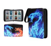 ZHUIYIWIN 4-Pocket Trading Card Zip Binder,400 Pockets Card Binder Folder, PU Leather Card Folder Trading for Collectible Games, Sports, TCG (Dragon A, 4-Pocket)