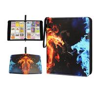 ZHUIYIWIN 9-Pocket Trading Card Zip Binder,900 Pockets Card Binder Folder, PU Leather Card Folder Trading for Collectible Games, Sports, TCG (Dragon b, 9-Pocket)