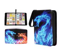 ZHUIYIWIN 9-Pocket Trading Card Zip Binder,900 Pockets Card Binder Folder, PU Leather Card Folder Trading for Collectible Games, Sports, TCG (Dragon A, 9-Pocket)