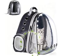 ZHUIYIWIN Cat Carrier Backpack, Expandable Cat Carrier Backpack, Ventilated Cat Bubble Backpack for Pet, Pet Carrier for Travel Hiking Walking Camping (Black, Front Extension)
